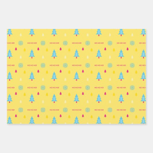 Fest & Spaß Bright Neon farbenfroher Weihnachtsbau Geschenkpapier Set (Vorderseite)