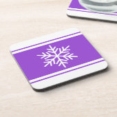 Fest Spaß Snowflake Hübsche Lila Streifen Getränkeuntersetzer (Linke Seite)