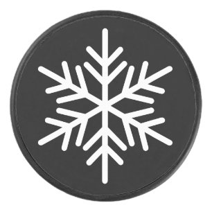 Fest Spaß weiß Nordic Snowflake auf fett schwarz Eishockey Puck