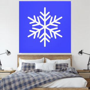 Fest Spaß Weißer Alpin Schneeflocke auf Royal Blue Leinwanddruck
