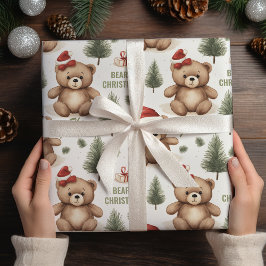 Fest Teddy Bears Nachname Wrapping Paper Geschenkpapier