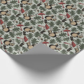 Fest-Wald-Eichhörnchen, Acorns & Pilze Grün Geschenkpapier (Ecke)