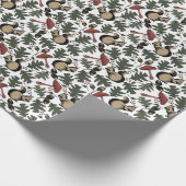 Fest-Waldeichhörnchen, Acorne & Pilze Weiß Geschenkpapier (Ecke)