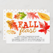 Fest Wasserfarbe Blätter Erntedank Abendessen Einladung (Vorne/Hinten)