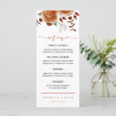 Fest Watercolor Floral Wedding Dinner Menü (Stehend Vorderseite)