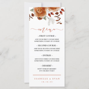 Fest Watercolor Floral Wedding Dinner Menü