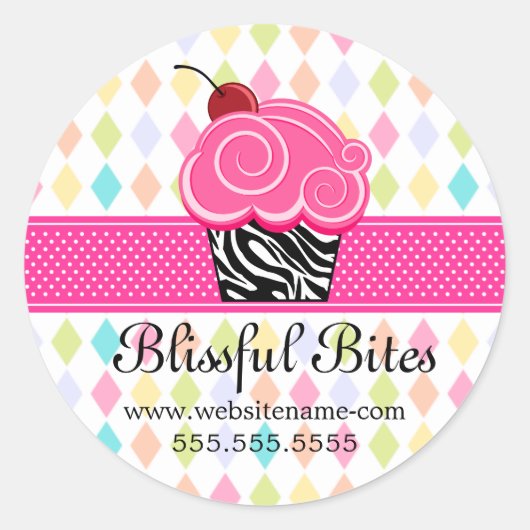 Fest Whimsical Cherry Cupcake Bäckerei Box Siegel Runder Aufkleber (Vorderseite)