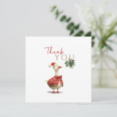 Fest Winter Birthday One Silly Christmas Goose Dankeskarte (Stehend Vorderseite)