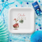Fest Winter Birthday One Silly Christmas Goose Pappteller (Party)