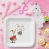 Fest Winter Birthday One Silly Christmas Goose Pappteller (Party)