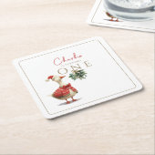 Fest Winter Birthday One Silly Christmas Goose  Rechteckiger Pappuntersetzer (angewinkelt)