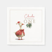 Fest Winter Birthday One Silly Christmas Goose Serviette (Vorderseite)