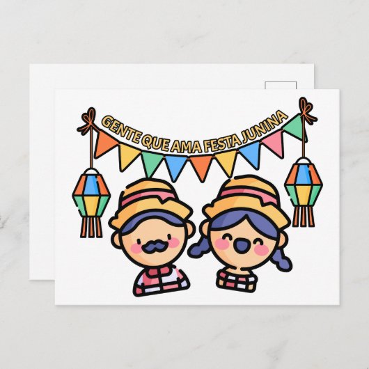 Festa Junina Bauern Postkarte (Vorne/Hinten)