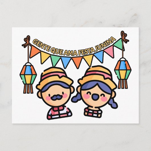 Festa Junina Bauern Postkarte (Vorderseite)