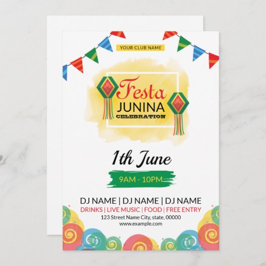 Festa Junina Einladung Flyer (Vorne/Hinten)