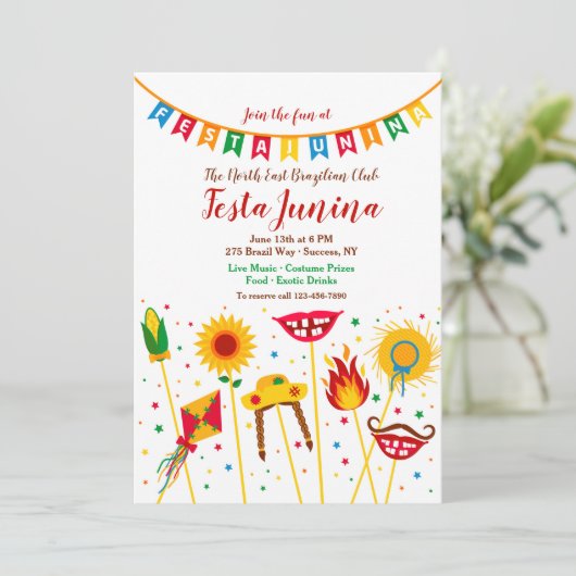 Festa Junina Elements Einladung (Stehend Vorderseite)