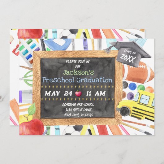 Festakt für den Abschluss in der Vorschule Einladu Ankündigung (Vorne/Hinten)