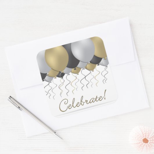 Festballon Quadratischer Aufkleber (Umschlag)