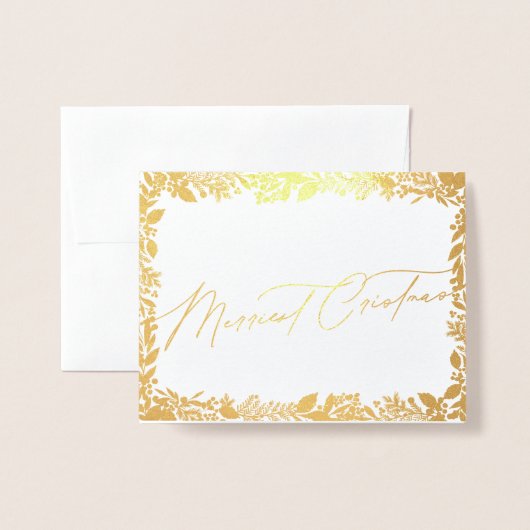 Festbeeren Traditionelle grüne und rote Weihnachts Folienkarte (Vorderseite mit Umschlag)