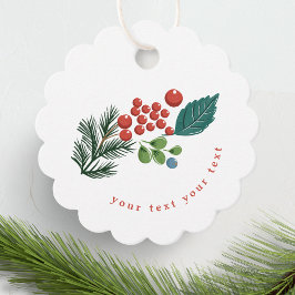 Festbeeren Traditionelle grüne und rote Weihnachts Geschenkanhänger