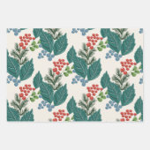 Festbeeren Traditionelle grüne und rote Weihnachts Geschenkpapier Set (Vorderseite 3)