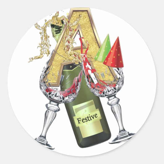 Festbrief A Zazzle Runder Aufkleber (Vorderseite)