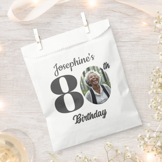 Feste 80. Geburtstagsfeier Foto Geschenktütchen (Ausgeschnitten)