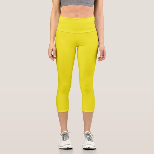 Feste Ananas, hellgelb Capri Leggings (Vorderseite)