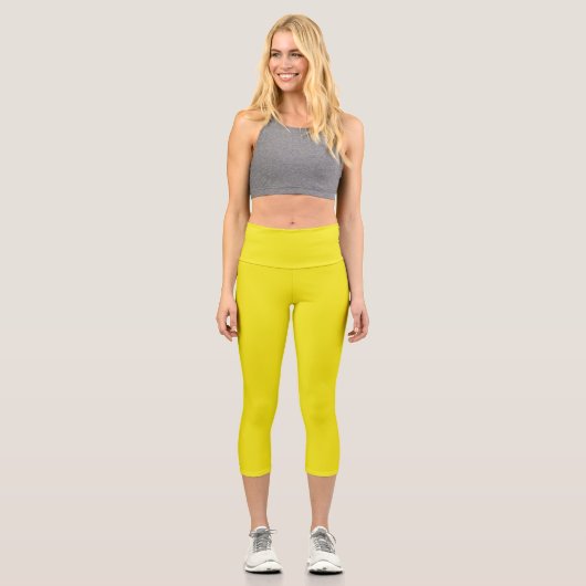 Feste Ananas, hellgelb Capri Leggings (Vorderseite)