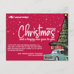Feste Car Care-Message-Karte mit Vintagem Flair Feiertagspostkarte