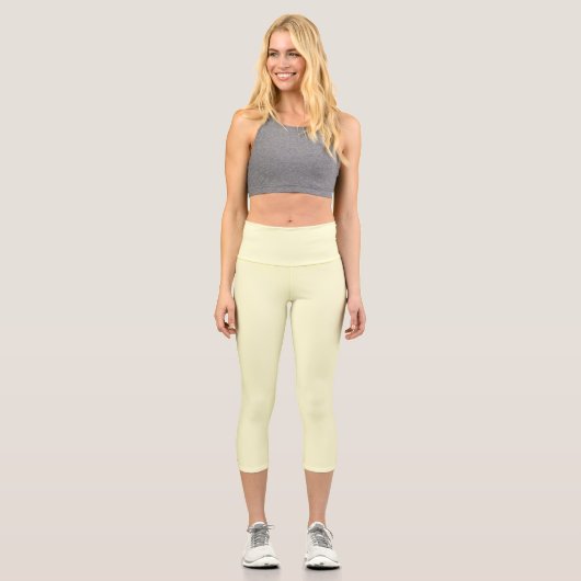 Feste Creme Capri Leggings (Vorderseite)