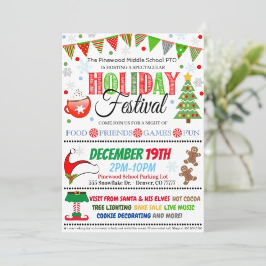 Feste Feiertage Einladung (Stehend Vorderseite)