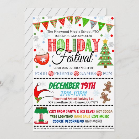 Feste Feiertage Einladung (Vorne/Hinten)