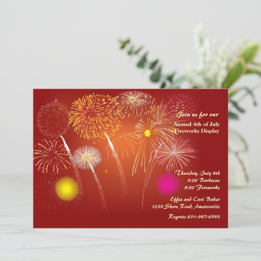Feste Feuerwerkskörper Einladung (Stehend Vorderseite)