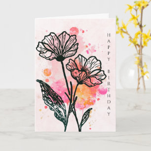 Feste Geburtstagskarte mit botanischem Motiv Karte