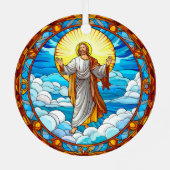 Feste Glaskunst Jesus Spazieren auf Wolken Ornament Aus Metall (Rückseite)