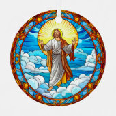 Feste Glaskunst Jesus Spazieren auf Wolken Ornament Aus Metall (Vorderseite)