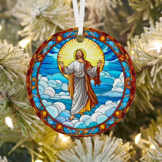 Feste Glaskunst Jesus Spazieren auf Wolken Ornament Aus Metall (InSitu)