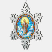 Feste Glaskunst Jesus Spazieren auf Wolken Schneeflocken Zinn-Ornament (Rechts)