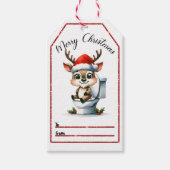 Feste Hirschmarke in einer Toilettenszene Geschenkanhänger (Vorderseite)