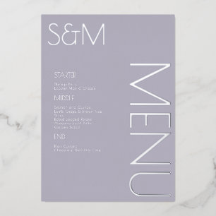 Feste Hochzeits-Menükarten aus gepresstem Silber m Folieneinladung