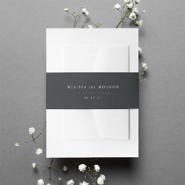 Feste Holzkohle Off-Black-Personalisierte Hochzeit Einladungsbanderole