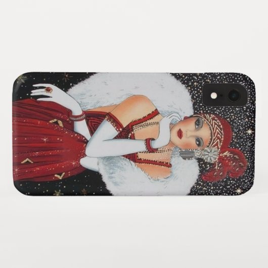 Feste Kunst Deko Retro Weihnachtsfrau Case-Mate iPhone Hülle (Rückseite (Horizontal))