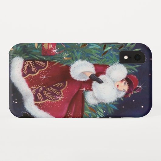 Feste Kunst Deko Retro Weihnachtsfrau Case-Mate iPhone Hülle (Rückseite (Horizontal))