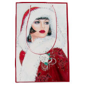 Feste Kunst Deko Retro Weihnachtsfrau Mittlere Geschenktüte (Vorderseite)