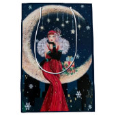 Feste Kunst Deko Retro Weihnachtsfrau Mittlere Geschenktüte (Vorderseite)