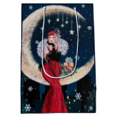 Feste Kunst Deko Retro Weihnachtsfrau Mittlere Geschenktüte (Rückseite)