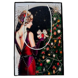Feste Kunst Deko Retro Weihnachtsfrau Mittlere Geschenktüte