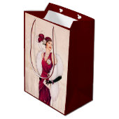 Feste Kunst Deko Retro Weihnachtsfrau Mittlere Geschenktüte (Rückseite Schrägansicht)