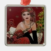 Feste Kunst Deko Retro Weihnachtsfrau Ornament Aus Metall (Vorne)